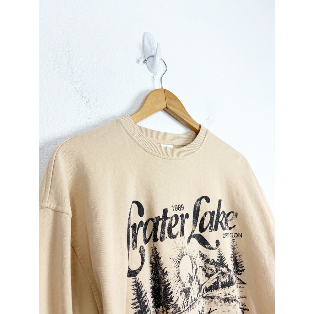 Urban Outfitters Crater Lake Overdyed Crew Neck Sweatshirt Small Yellow Oregon - Picture 7 of 15